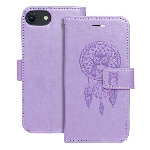 Pouzdro MEZZO Book pro Apple iPhone 7 / 8 / SE 2020 / SE 2022 - lapač snů - fialové