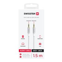 Propojovací audio kabel SWISSTEN Textile 3,5mm jack - samec / samec 3 pin - 1,5m - tkanička - bílý (1)