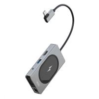 Přepojka / adaptér / rozbočovač XO 9v1 - USB-C na 2x USB-A + USB-C + HDMI + VGA + SD + Qi + ethernet - šedá Přepojka / adaptér / rozbočovač XO 9v1 - USB-C na 2x USB-A + USB-C + HDMI + VGA + SD + Qi + ethernet - šedá