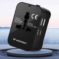 Cestovní adaptér WOZINSKY - EU / US / AUS / UK + 2x USB-A - 24W - černý (1)