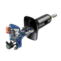 FM transmitter / vysílač BASEUS S-13 + autonabíječka 2x USB + USB-C + Bluetooth 5.0 - černý (6)