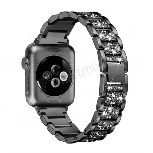 Řemínek pro Apple Watch 40mm Series 4 / 38mm 1 2 3 - s kamínky - kovový
