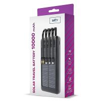 Externí baterie / power bank SETTY - 10000 mAh - solární dobíjení + 4x kabel - černá (1)