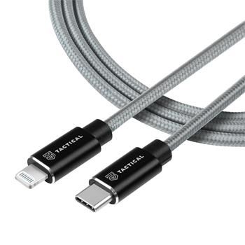 Synchronizační a nabíjecí kabel Tactical Fast Rope USB-C / Lightning - Mfi - šedý