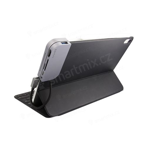 Redukce / adaptér EPICO pro Apple iPad Pro s USB-C na USB-C + USB + SD + MicroSD + HDMI + 3,5mm jack - kovová - šedá