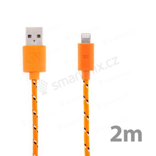 Synchronizační a nabíjecí kabel Lightning pro Apple iPhone / iPad / iPod - tkanička - bílý