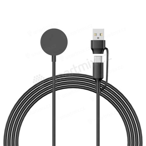 Nabíjecí kabel USB-A + USB-C na Apple Watch - 1m - černý
