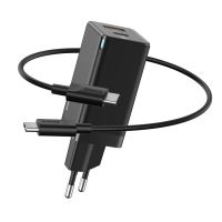 2v1 nabíjecí sada BASEUS pro Apple MacBook / iPad - EU adaptér + kabel USB-C 1m - 45W - černá 2v1 nabíjecí sada BASEUS pro Apple MacBook / iPad - EU adaptér + kabel USB-C 1m - 45W - černá