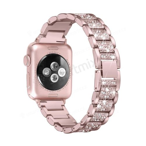 Řemínek pro Apple Watch 40mm Series 4 / 38mm 1 2 3 - s kamínky - kovový