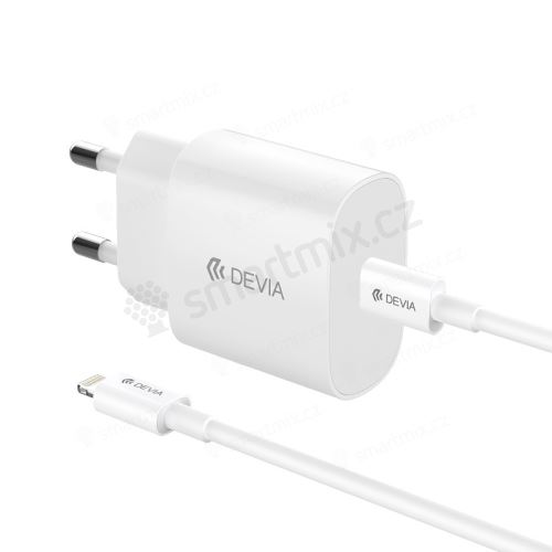 2v1 nabíjecí sada 20W DEVIA pro Apple zařízení - EU adaptér a kabel USB-C / Lightning - bílá