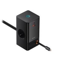 Nabíjecí stanice BASEUS pro Apple - USB-C + USB-A - USB-C kabel + 2x EU schuko - 65W - černá (4)