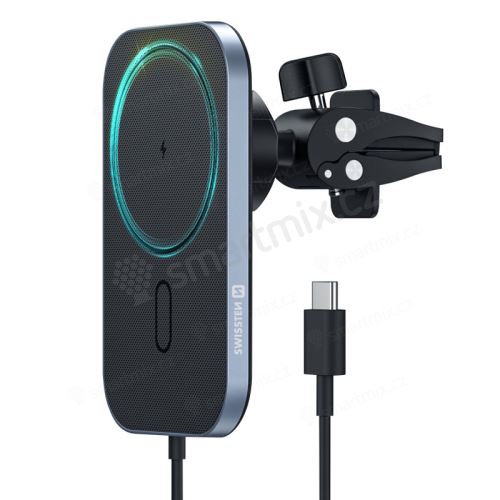 Držák SWISSTEN do ventilační mřížky - MagSafe 15W kompatibilní nabíječka - černý