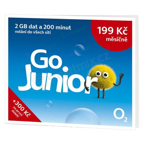 SIM karta O2 Go Junior - 2 GB data + 200 minut - předplacená