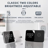Bezdrátová Qi nabíječka pro Apple iPhone + hodiny / teploměr - 15W (5)
