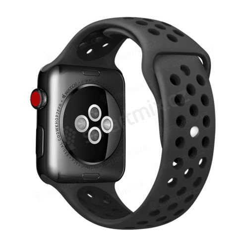 Řemínek pro Apple Watch 44mm Series 4 / 42mm 1 2 3 - silikonový - černý / zelený