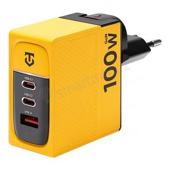 Nabíječka / EU napájecí adaptér TACTICAL Nett Warrior - USB-A + 2x USB-C - 100W - GaN - žlutá