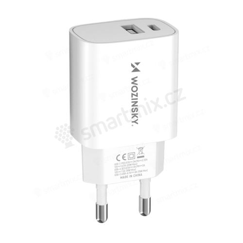 20W EU napájecí adaptér / nabíječka WOZINSKY - USB-A / USB-C pro Apple iPhone / iPad