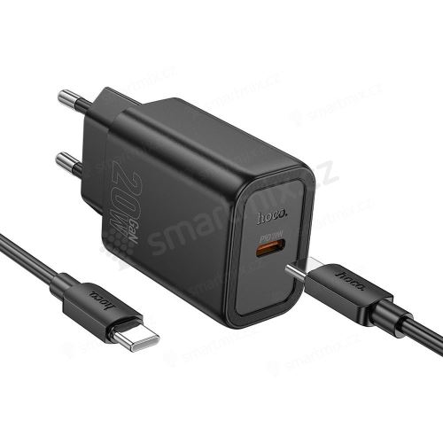 Nástěnná nabíječka HOCO typ C + kabel typ C na typ C PD QC 20W N60 černá