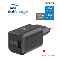 65W EU adaptér / nabíječka SWISSTEN GaN - mini provedení - 2x USB-C + USB-A - černý 65W EU adaptér / nabíječka SWISSTEN GaN - mini provedení - 2x USB-C + USB-A - černý