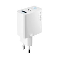 20W EU napájecí adaptér / nabíječka FOREVER - USB-A + USB-C pro Apple iPhone / iPad - bílý (2)