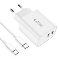 2v1 nabíjecí sada TECH-PROTECT pro Apple iPhone / iPad - 35W adaptér 2x USB-C + kabel USB-C - bílá (1)