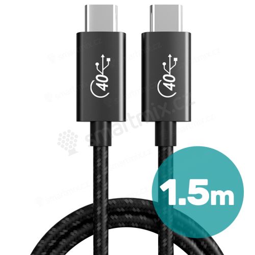 Kabel USB-C / USB-C - podpora Thunderbolt - 40Gbps - 240W PD - 200cm - tkanička - černý