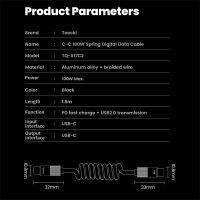 Kabel TOOCKI pro Apple iPhone / iPad / Mac - USB-C / USB-C - 100W - tkanička - černý (7)