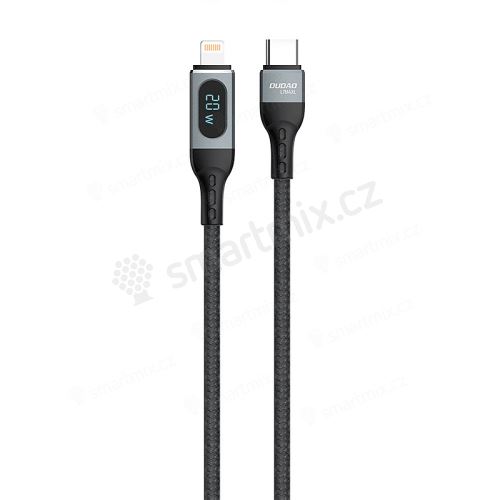 Nabíjecí kabel DUDAO - USB-C/ Lightning - 20W - LCD displej - tkanička - černý