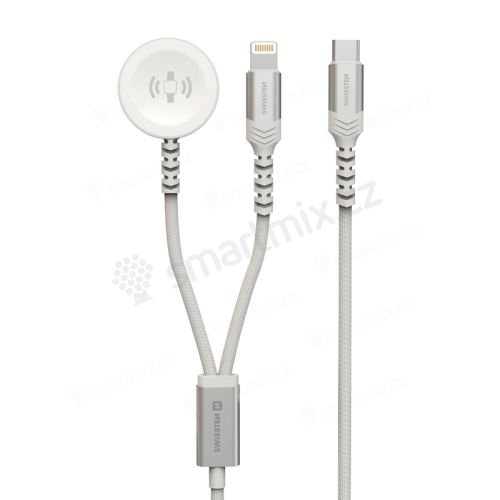 Magnetický nabíjecí kabel SWISSTEN pro Apple Watch - 1,2m - tkanička - bílý