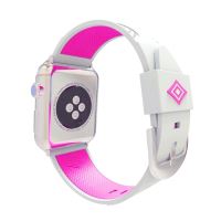 Řemínek pro Apple Watch 42mm / 41mm / 40mm / 38mm- silikonový - bílý / fialový pruh