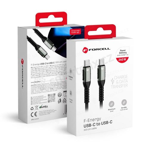 FORCELL F-ENERGY C263 kabel Type C na Type C QC4.0 PD 5A 240W Cafule 3 m černý