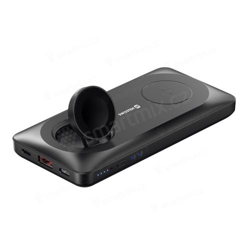 Externí baterie / power bank SWISSTEN pro Apple zařízení - 10000 mAh - ploška pro Apple Watch / MagSafe - černá