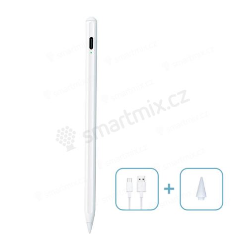 Dotykové pero / stylus - aktivní provedení + Pencil kompatibilní - podpora přítlaku - bílé