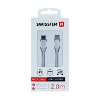 Nabíjecí kabel SWISSTEN Textile pro Apple iPhone / iPad - USB-C / USB-C - 2m - tkanička - stříbrný (6)