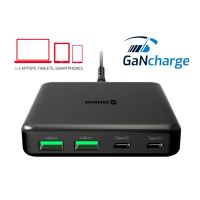 65W EU adaptér / nabíječka SWISSTEN GaN - 2x USB-A + 2x USB-C - černá