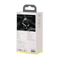 FM transmitter / vysílač BASEUS S-13 + autonabíječka 2x USB + USB-C + Bluetooth 5.0 - černý (8)