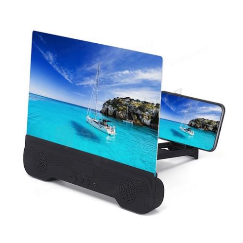 Zvětšovací obrazovka 14" pro Apple iPhone + Bluetooth reproduktor - černý