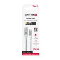 Kabel SWISSTEN Aramid pro Apple - USB-A / USB-C - 1,5m - bílý (6)