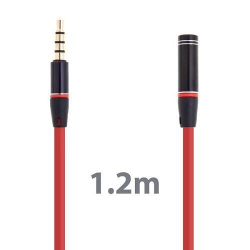 Prodlužovací Audio kabel 3.5mm Jack pro Apple iPhone / iPad / iPod / MP3 - 1,2m červený