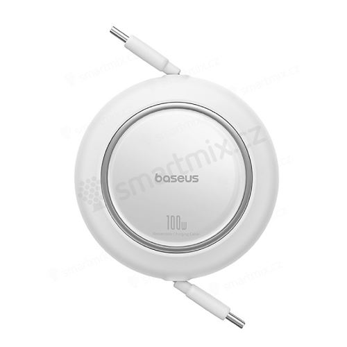 Kabel BASEUS Free2pull - USB-C - navíjecí - délka až 1m - bílý