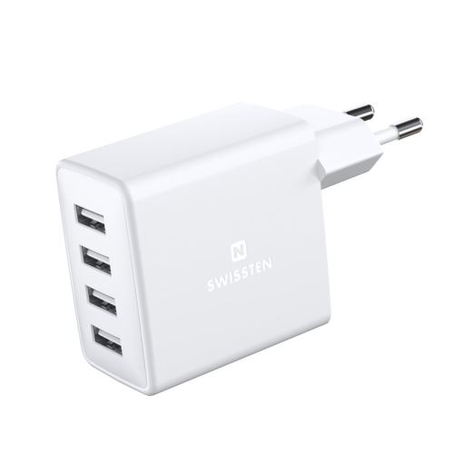 EU napájecí adaptér / nabíječka SWISSTEN Smart IC - bílý