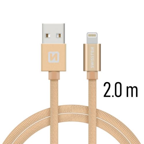 Synchronizační a nabíjecí kabel SWISSTEN - MFi Lightning pro Apple zařízení - tkanička - 2m