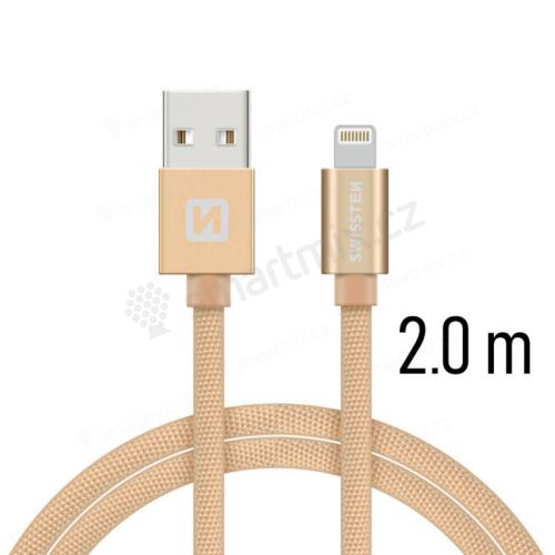 Synchronizační a nabíjecí kabel SWISSTEN - MFi Lightning pro Apple zařízení - tkanička - 2m