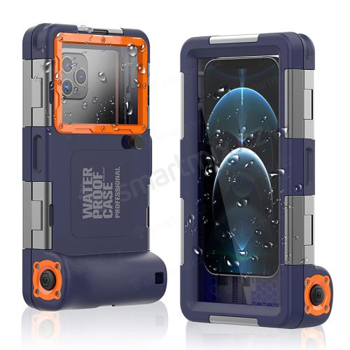 Pouzdro vodotěsné SHELLBOX pro Apple iPhone - univerzální - modré / oranžové