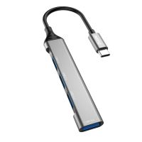 USB 3.2 rozbočovač / hub DUDAO - USB-C na 4x USB-A - 5Gbps rychlost - stříbrný USB 3.2 rozbočovač / hub DUDAO - USB-C na 4x USB-A - 5Gbps rychlost - stříbrný