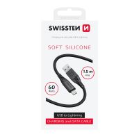 Synchronizační a nabíjecí kabel SWISSTEN Soft Silicone - USB-A / Lightning - 1,5m - černý (1)