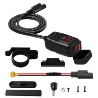 Nabíječka na motocykl / motorku - 2x USB-A - vypínač + LCD - na řidítka - černá Nabíječka na motocykl / motorku - 2x USB-A - vypínač + LCD - na řidítka - černá