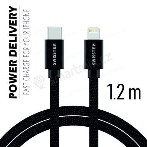 Synchronizační a nabíjecí kabel SWISSTEN - USB-C - Lightning pro Apple zařízení - tkanička - 1,2m
