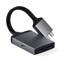 Přepojka / redukce SATECHI pro Apple MacBook - 2x USB-C na USB-C + 2x HDMI - šedá Přepojka / redukce SATECHI pro Apple MacBook - 2x USB-C na USB-C + 2x HDMI - šedá