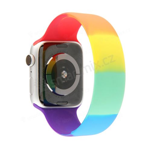 Řemínek pro Apple Watch 42mm Series 4 / 5 / 6 / SE / 38mm 1 / 2 / 3 - bez spony - silikonový - duhový